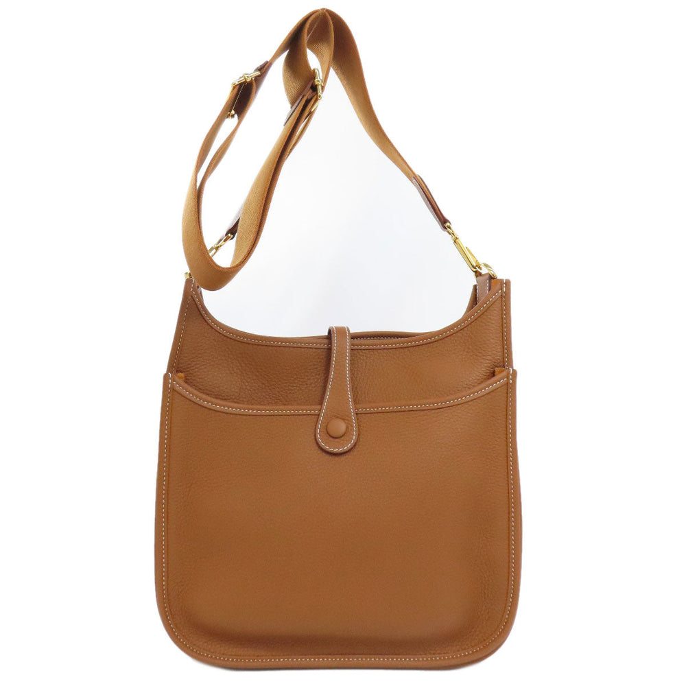 HERMES Shoulder Bag Taurillon Clemence Brown Evelyn 3 PM Gold Metal Women Used Authentic