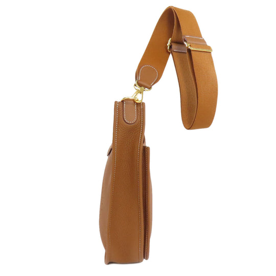 HERMES Shoulder Bag Taurillon Clemence Brown Evelyn 3 PM Gold Metal Women Used Authentic