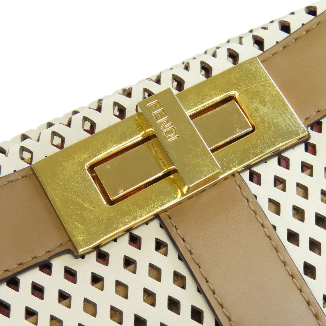FENDI Handbag Calfskin Brown Peekaboo Punching 2WAY Women Used Authentic