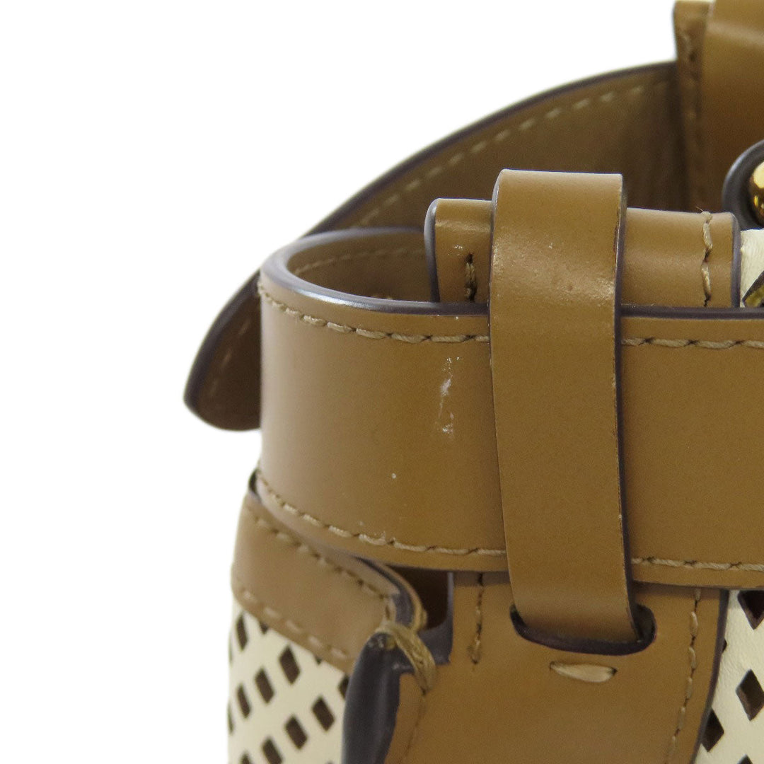 FENDI Handbag Calfskin Brown Peekaboo Punching 2WAY Women Used Authentic