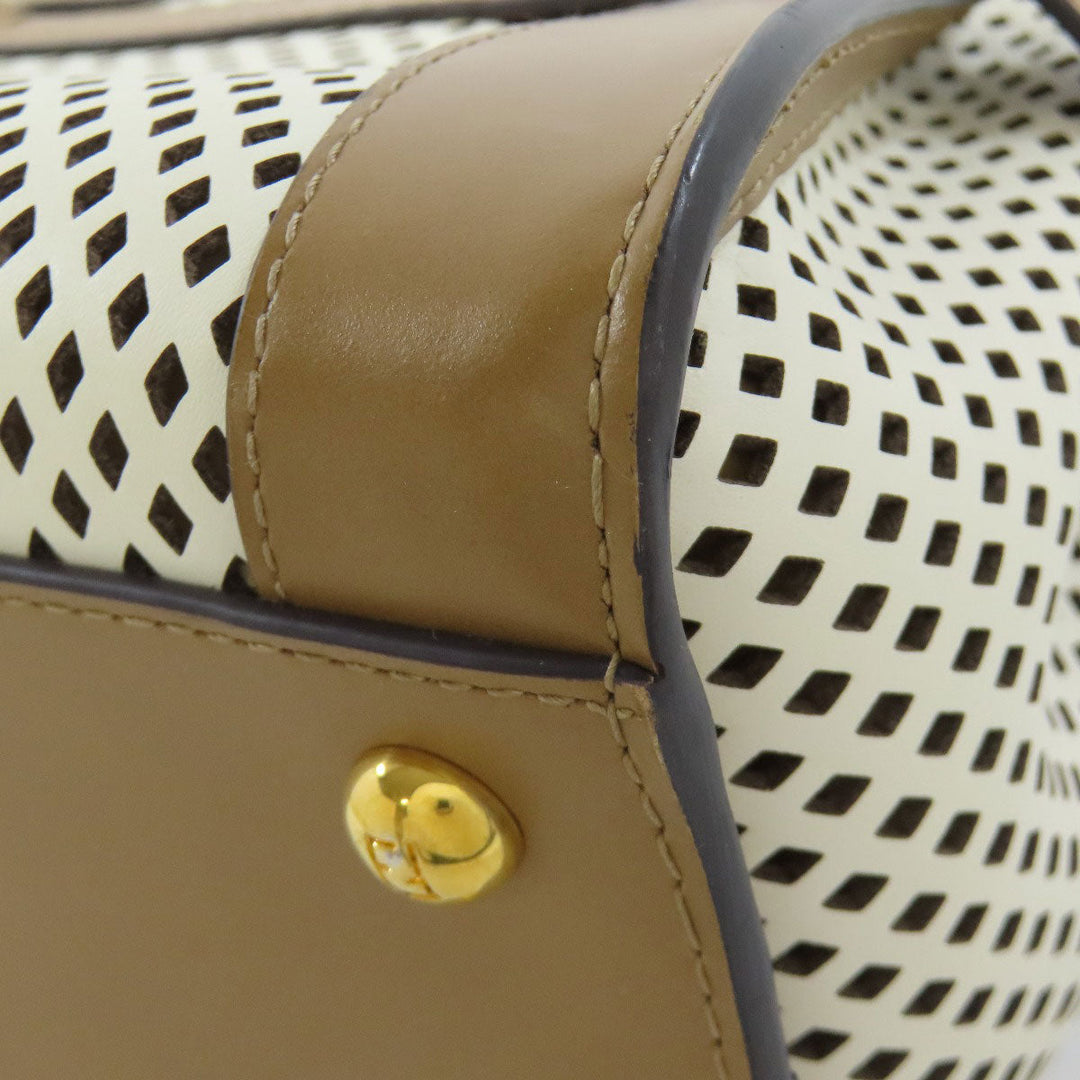 FENDI Handbag Calfskin Brown Peekaboo Punching 2WAY Women Used Authentic