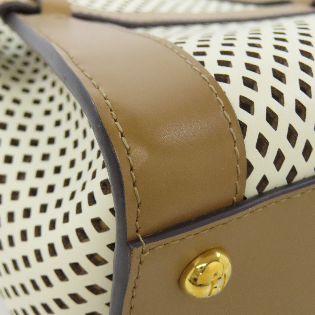 FENDI Handbag Calfskin Brown Peekaboo Punching 2WAY Women Used Authentic