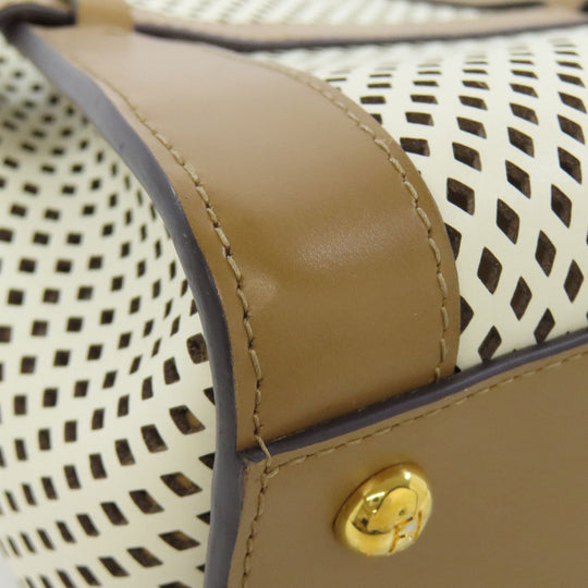 FENDI Handbag Calfskin Brown Peekaboo Punching 2WAY Women Used Authentic