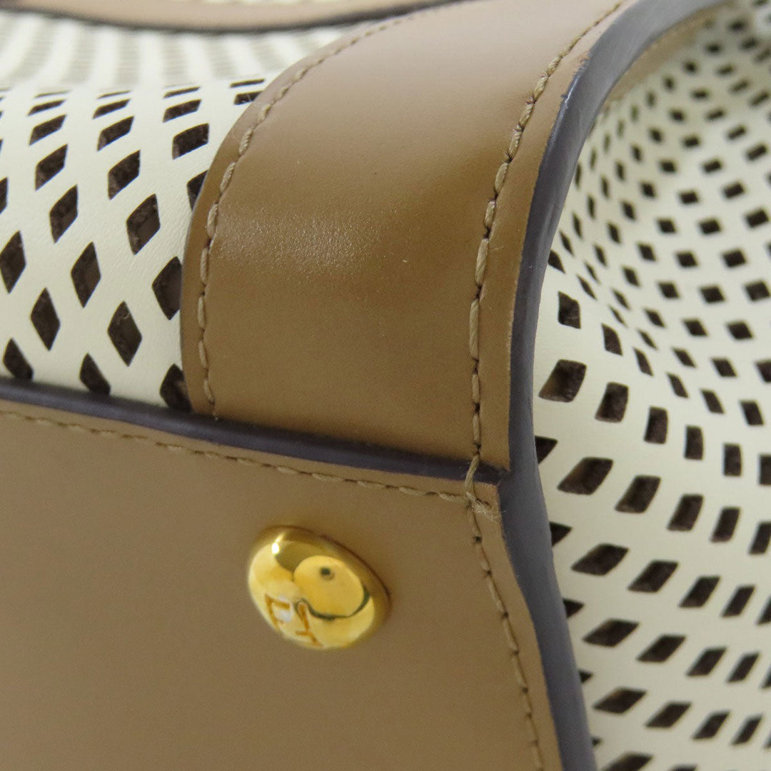 FENDI Handbag Calfskin Brown Peekaboo Punching 2WAY Women Used Authentic