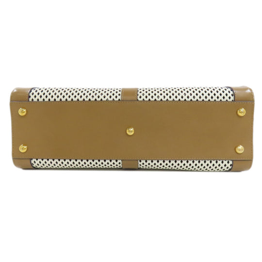 FENDI Handbag Calfskin Brown Peekaboo Punching 2WAY Women Used Authentic