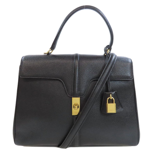 CELINE Handbag Calfskin black 16 SEISE 2WAY Women Used Authentic