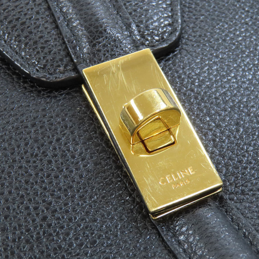 CELINE Handbag Calfskin black 16 SEISE 2WAY Women Used Authentic