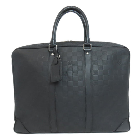 LOUIS VUITTON Business bag N40444 Damier Anfini black Porto Documan Voyajaj mens Used Authentic