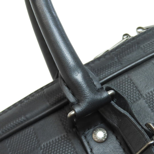 LOUIS VUITTON Business bag N40444 Damier Anfini black Porto Documan Voyajaj mens Used Authentic