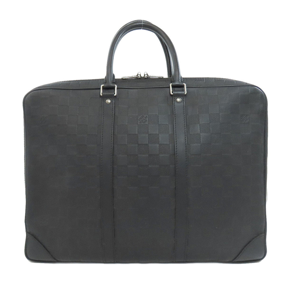 LOUIS VUITTON Business bag N40444 Damier Anfini black Porto Documan Voyajaj mens Used Authentic