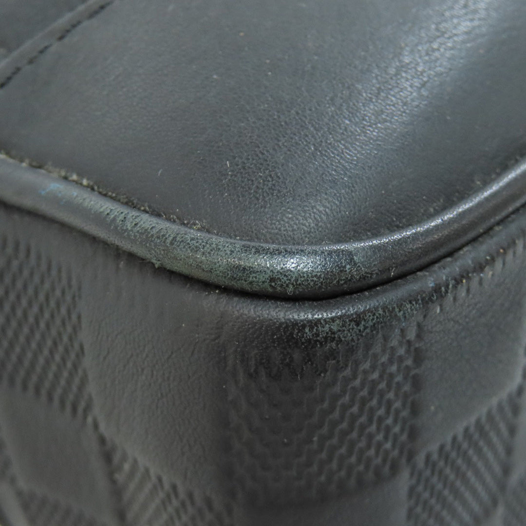 LOUIS VUITTON Business bag N40444 Damier Anfini black Porto Documan Voyajaj mens Used Authentic