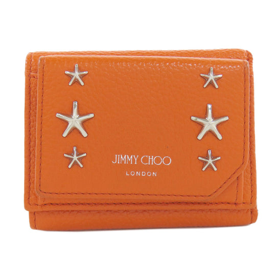 JIMMY CHOO Bifold Wallet leather Orange Star motif