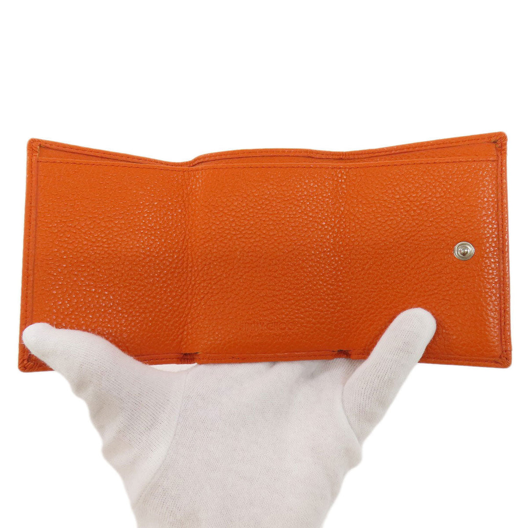 JIMMY CHOO Bifold Wallet leather Orange Star motif