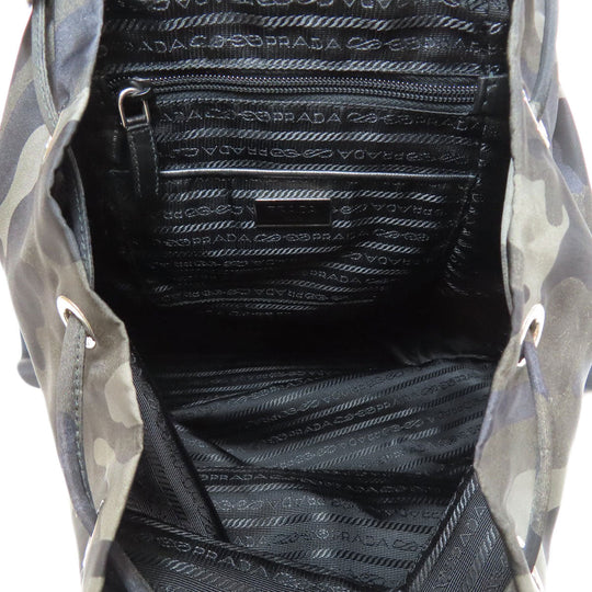 PRADA Backpack Nylon green logoMetal camouflage pattern Women Used Authentic