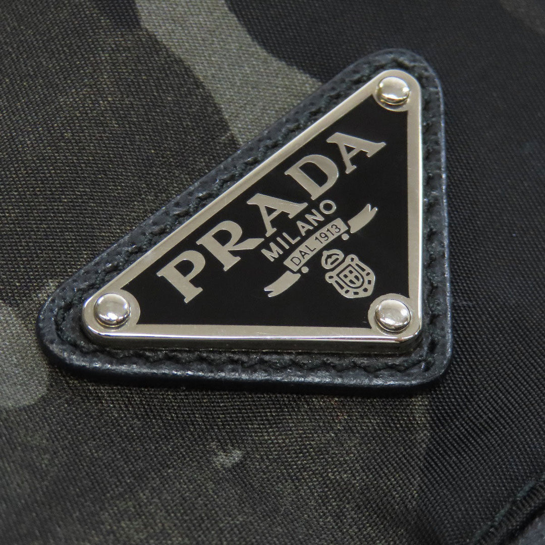 PRADA Backpack Nylon green logoMetal camouflage pattern Women Used Authentic