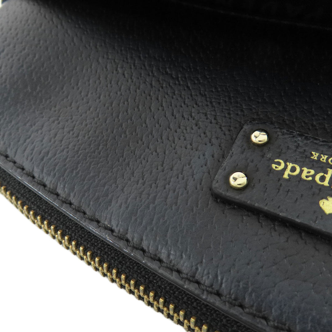 Kate Spade Shoulder Bag leather black logo Long Shoulder Women Used Authentic