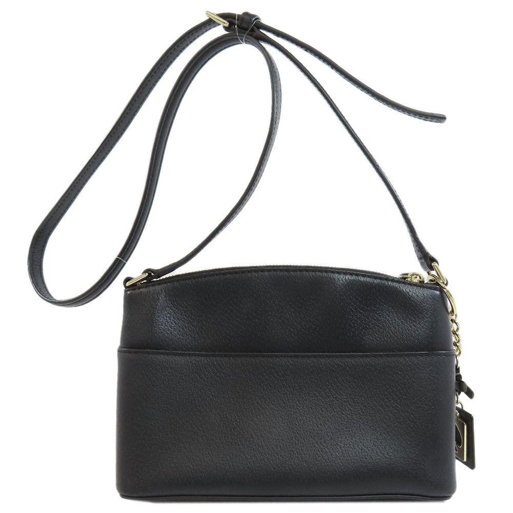 Kate Spade Shoulder Bag leather black logo Long Shoulder Women Used Authentic