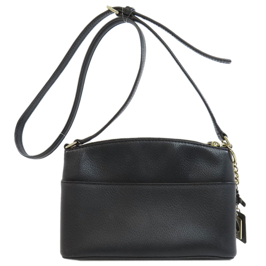Kate Spade Shoulder Bag leather black logo Long Shoulder Women Used Authentic