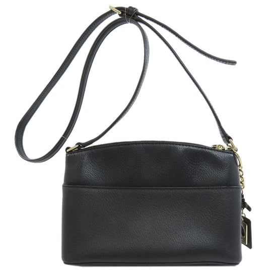 Kate Spade Shoulder Bag leather black logo Long Shoulder Women Used Authentic