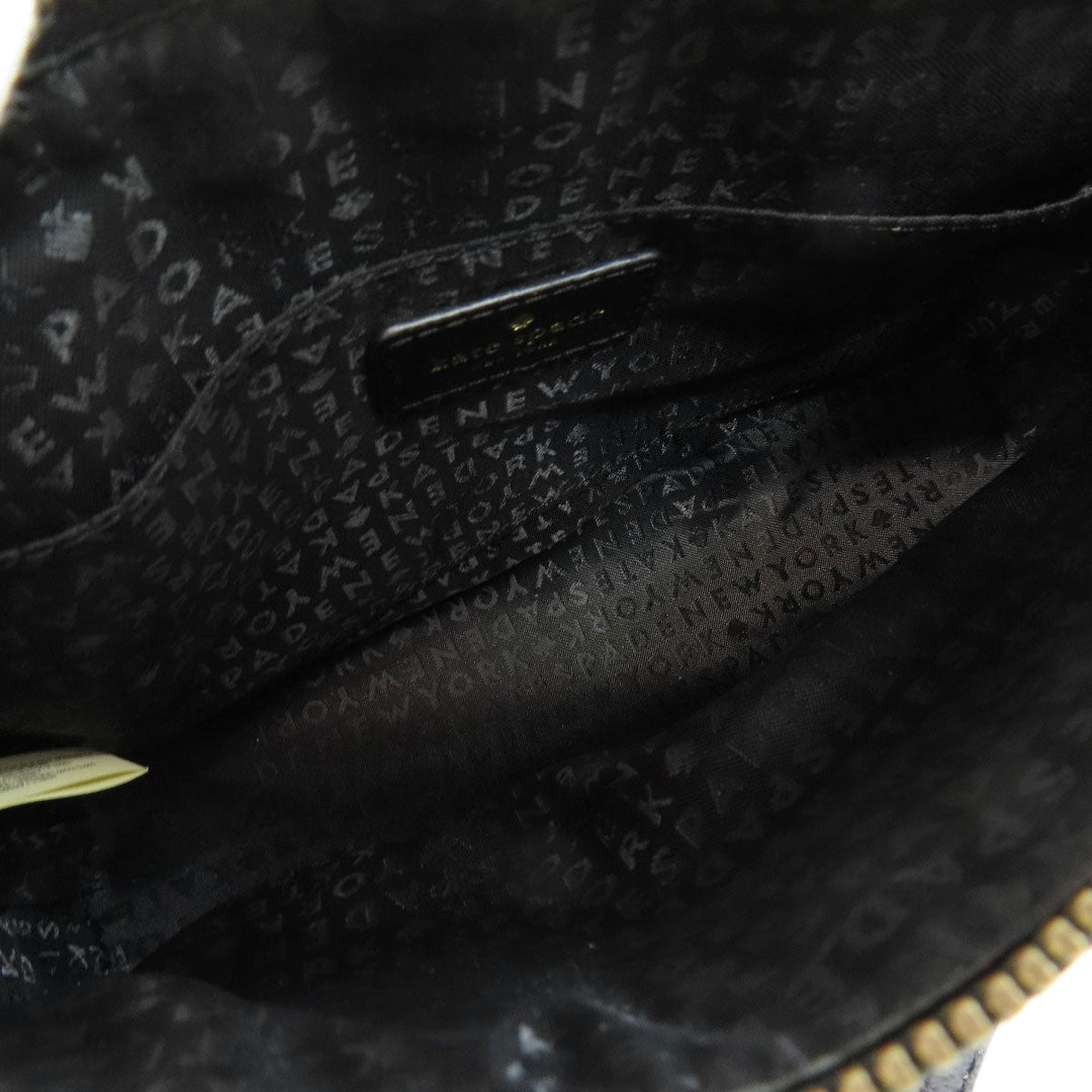 Kate Spade Shoulder Bag leather black logo Long Shoulder Women Used Authentic
