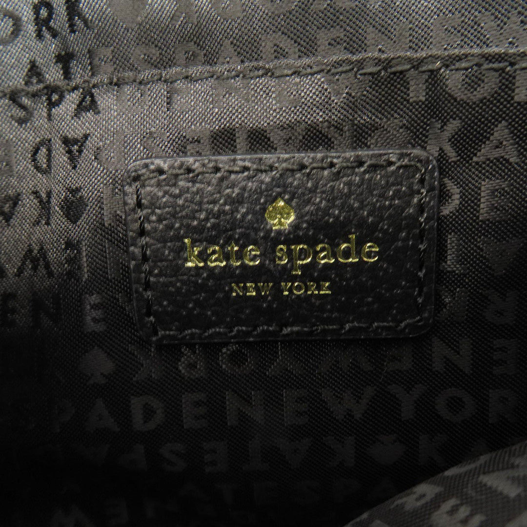 Kate Spade Shoulder Bag leather black logo Long Shoulder Women Used Authentic