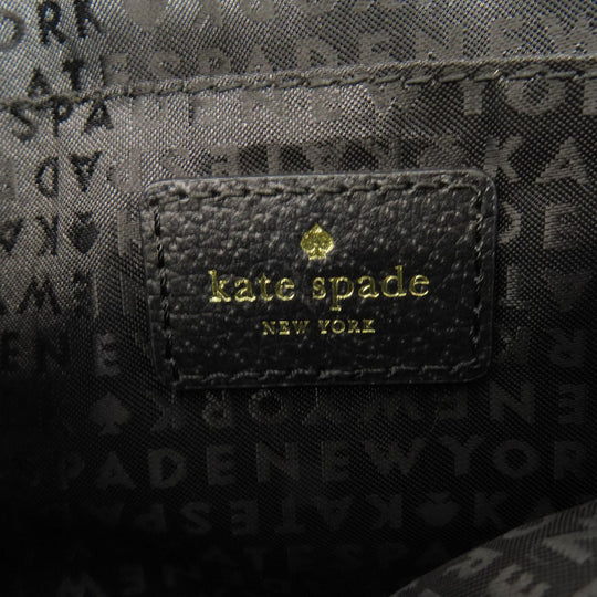 Kate Spade Shoulder Bag leather black logo Long Shoulder Women Used Authentic