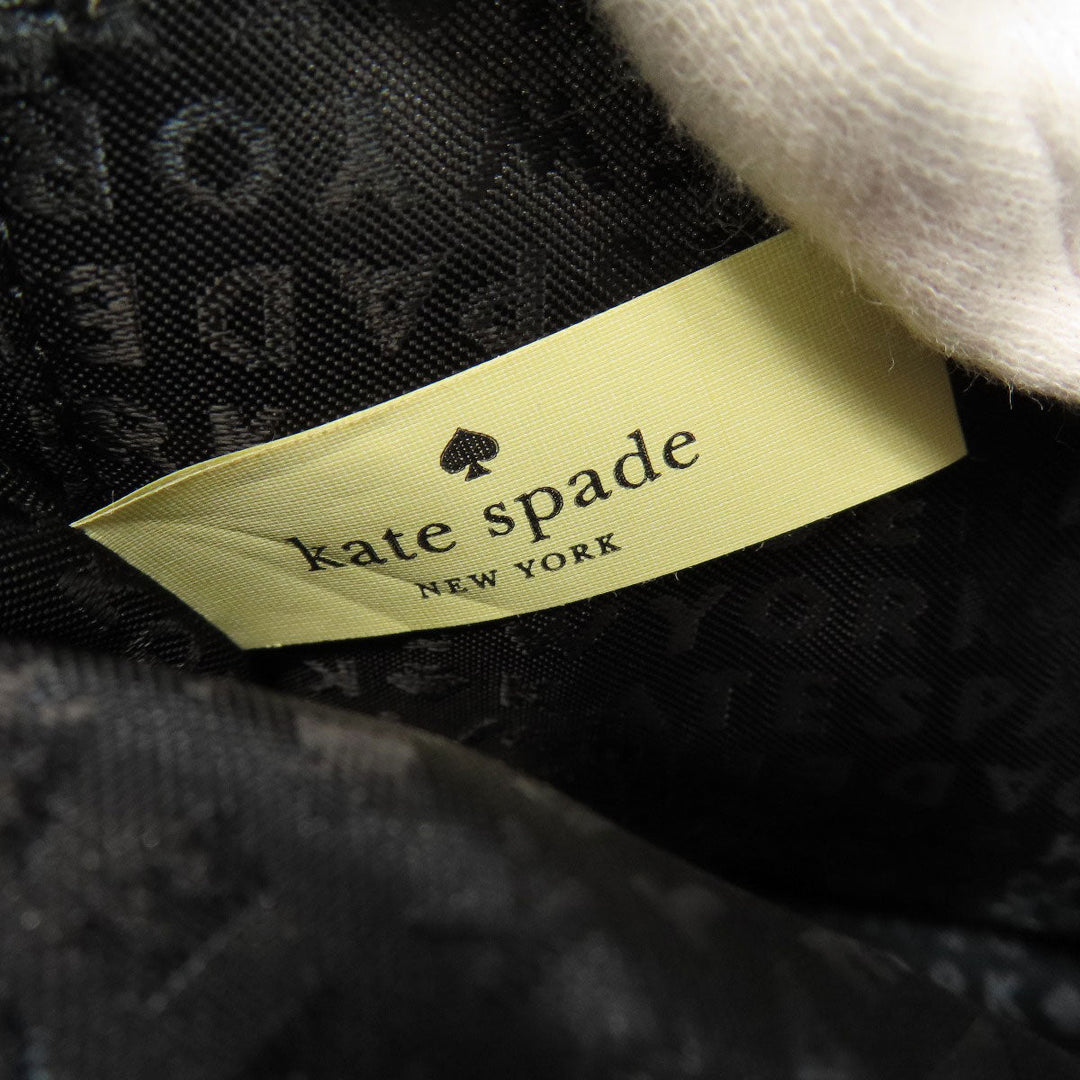 Kate Spade Shoulder Bag leather black logo Long Shoulder Women Used Authentic