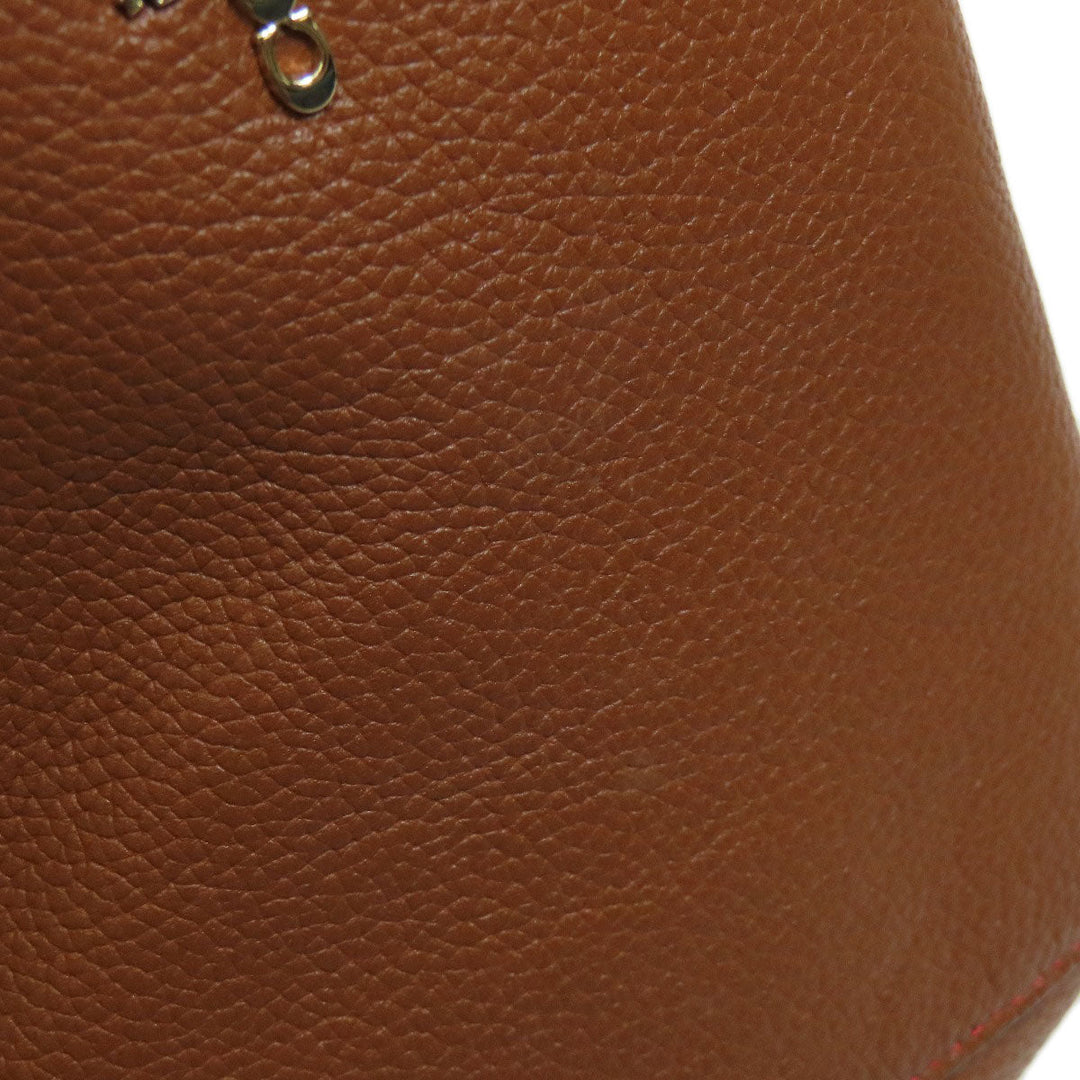 COACH Tote Bag 35838 leather Brown turn lock tie Women Used Authentic