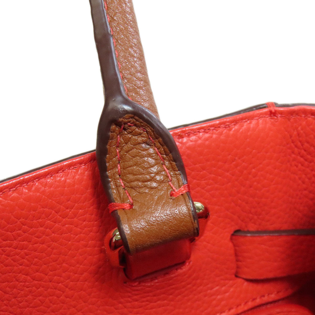 COACH Tote Bag 35838 leather Brown turn lock tie Women Used Authentic