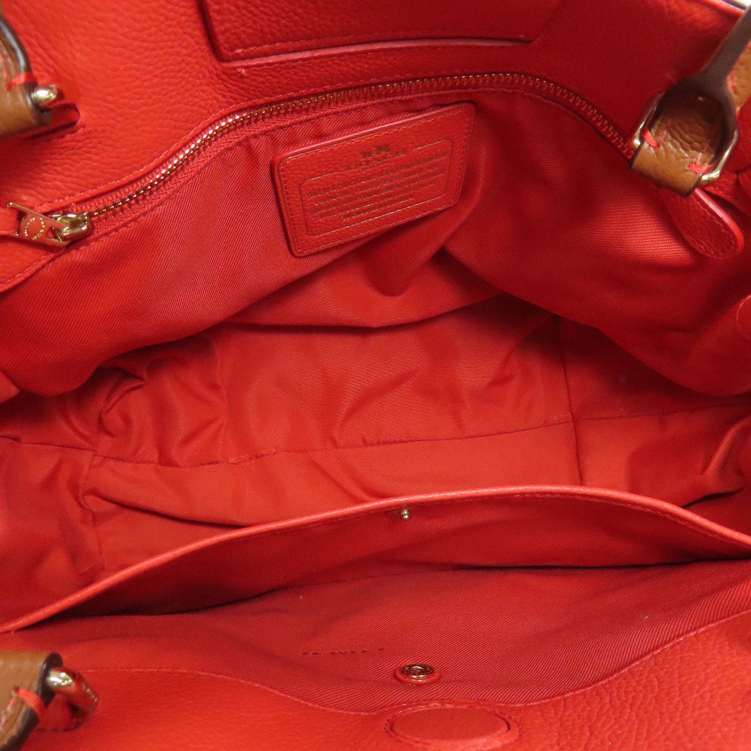 COACH Tote Bag 35838 leather Brown turn lock tie Women Used Authentic