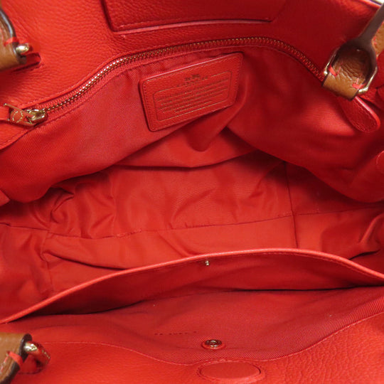 COACH Tote Bag 35838 leather Brown turn lock tie Women Used Authentic