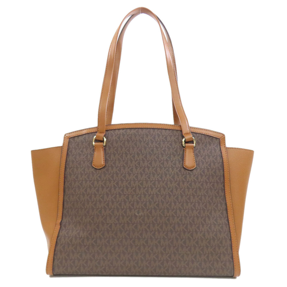 MICHAEL KORS Tote Bag PVC Brown MK signature Women Used Authentic
