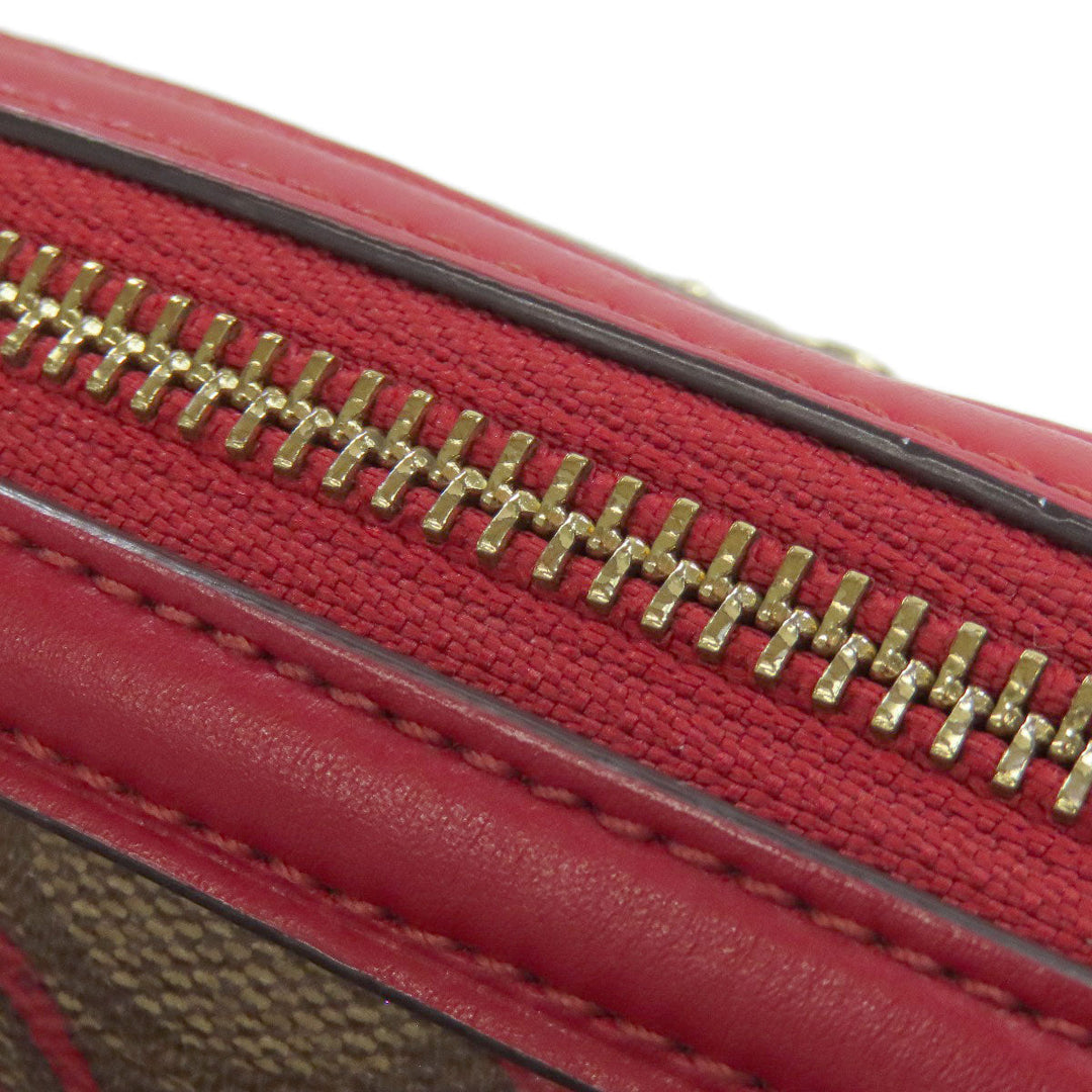 COACH Shoulder Bag 91015 PVC Brown Signature Heart Women Used Authentic