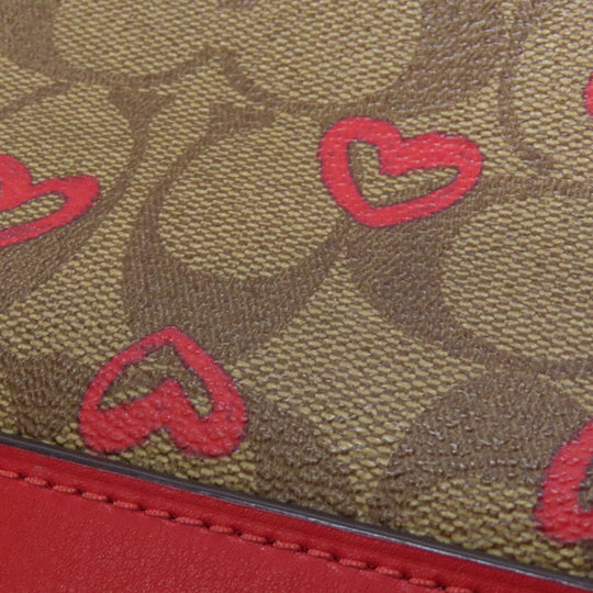 COACH Shoulder Bag 91015 PVC Brown Signature Heart Women Used Authentic