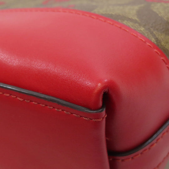 COACH Shoulder Bag 91015 PVC Brown Signature Heart Women Used Authentic