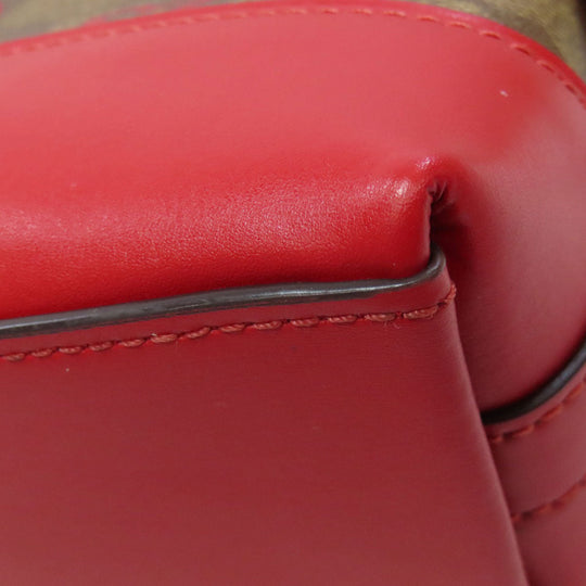 COACH Shoulder Bag 91015 PVC Brown Signature Heart Women Used Authentic