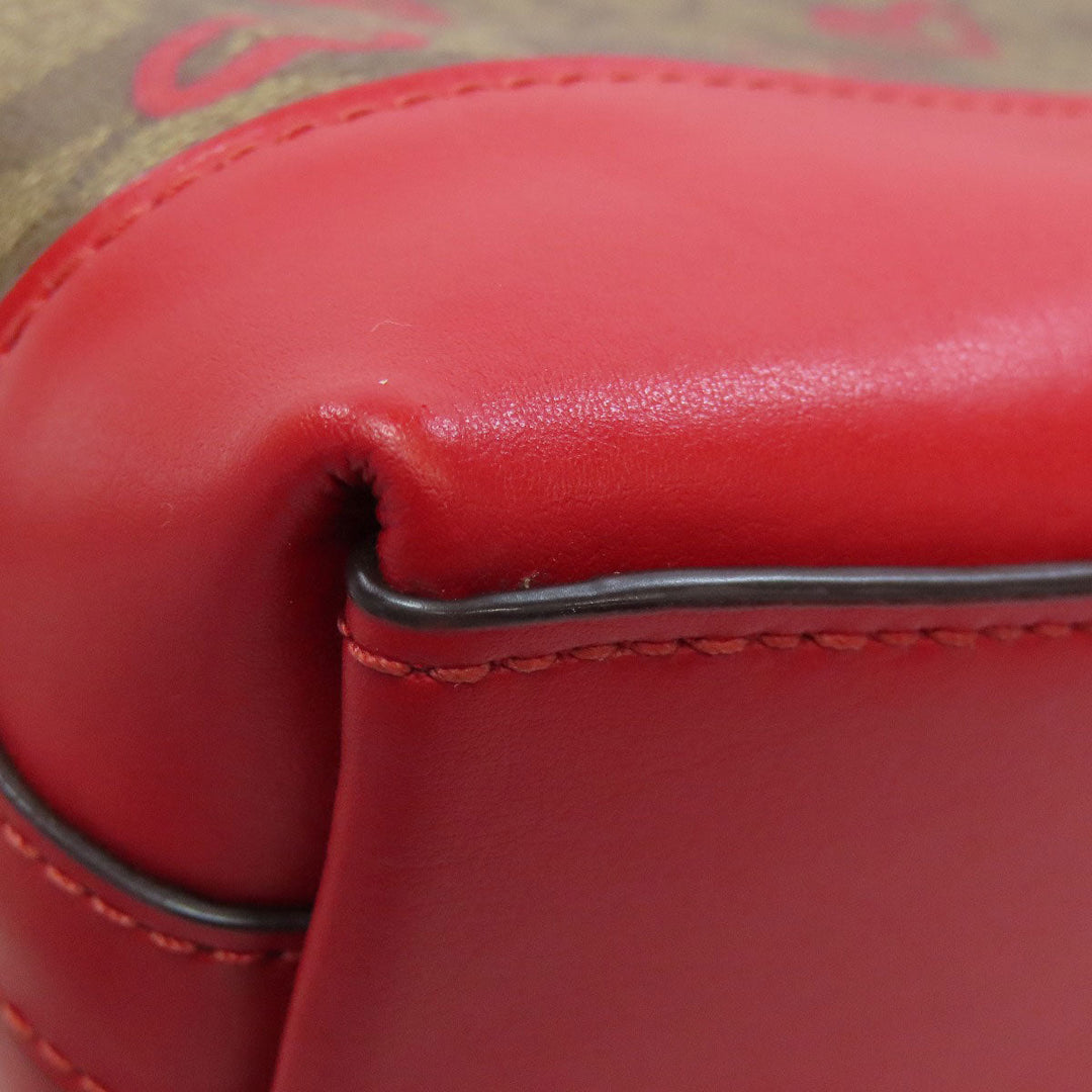 COACH Shoulder Bag 91015 PVC Brown Signature Heart Women Used Authentic