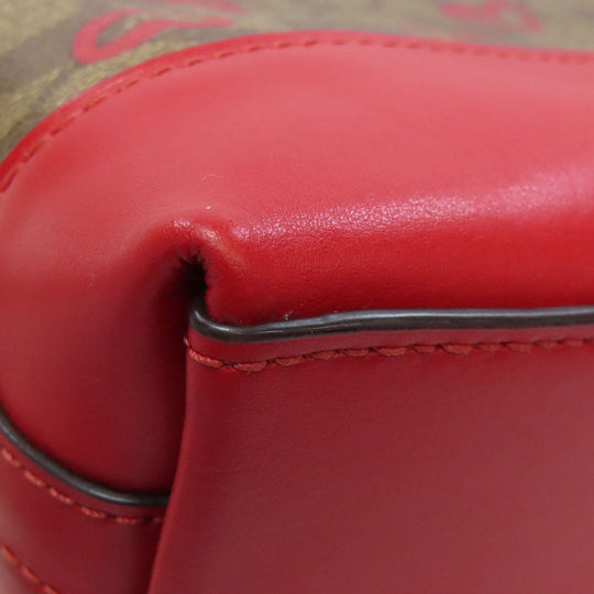 COACH Shoulder Bag 91015 PVC Brown Signature Heart Women Used Authentic