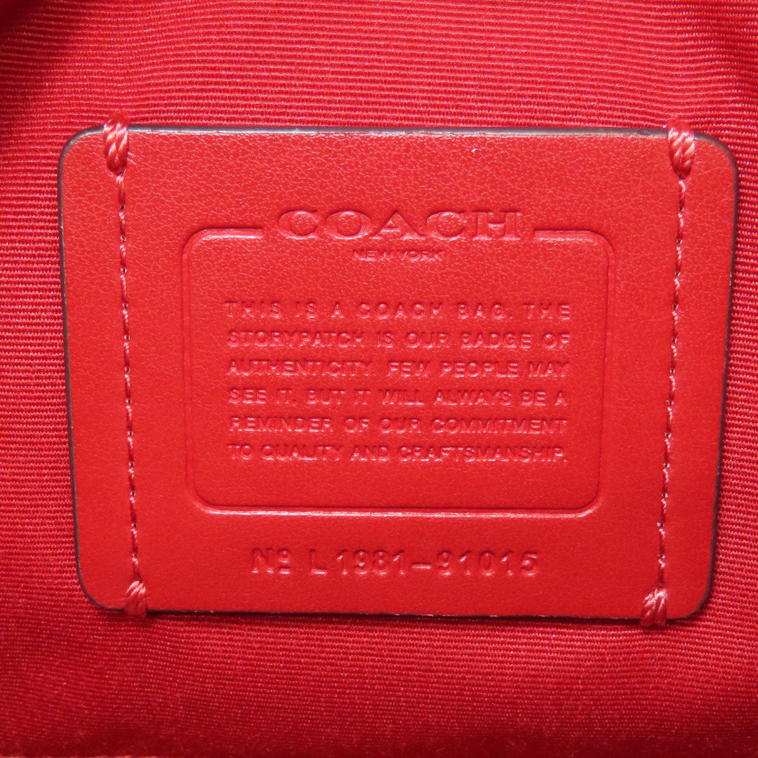 COACH Shoulder Bag 91015 PVC Brown Signature Heart Women Used Authentic