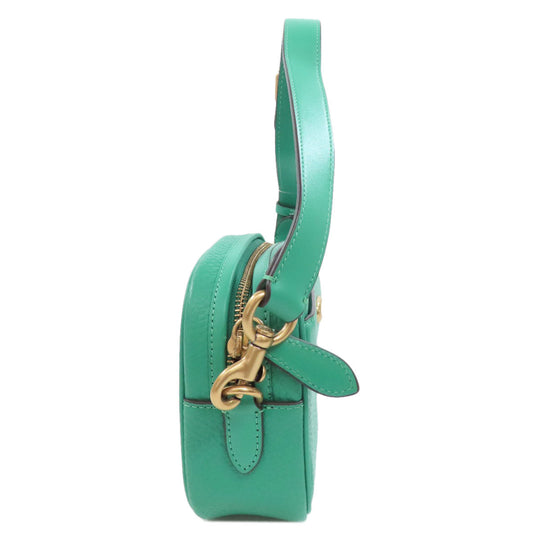 COACH Shoulder Bag CC386 leather green Camera bag Women Used Authentic