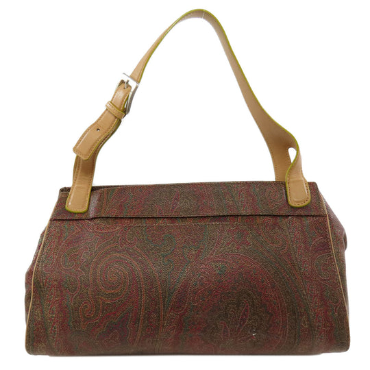 ETRO Handbag PVC Brown Paisley Pattern Women Used Authentic