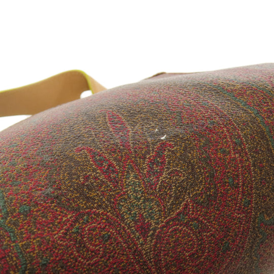 ETRO Handbag PVC Brown Paisley Pattern Women Used Authentic
