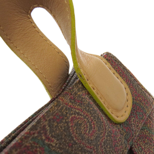 ETRO Handbag PVC Brown Paisley Pattern Women Used Authentic