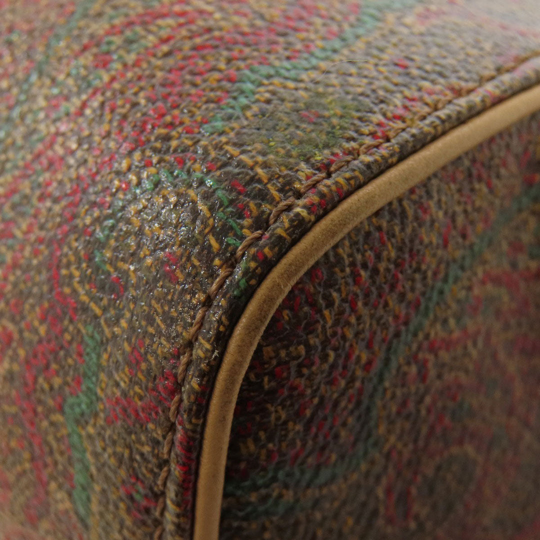 ETRO Handbag PVC Brown Paisley Pattern Women Used Authentic