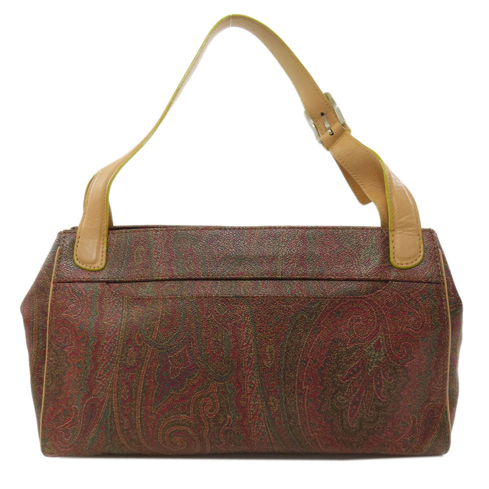 ETRO Handbag PVC Brown Paisley Pattern Women Used Authentic