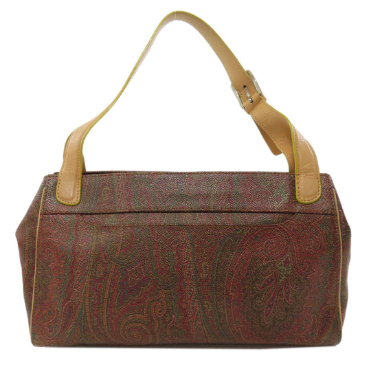 ETRO Handbag PVC Brown Paisley Pattern Women Used Authentic