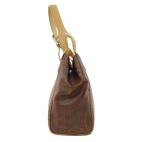 ETRO Handbag PVC Brown Paisley Pattern Women Used Authentic