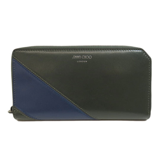 JIMMY CHOO Long Wallet Purse leather green logo mens(Unisex) Used Authentic