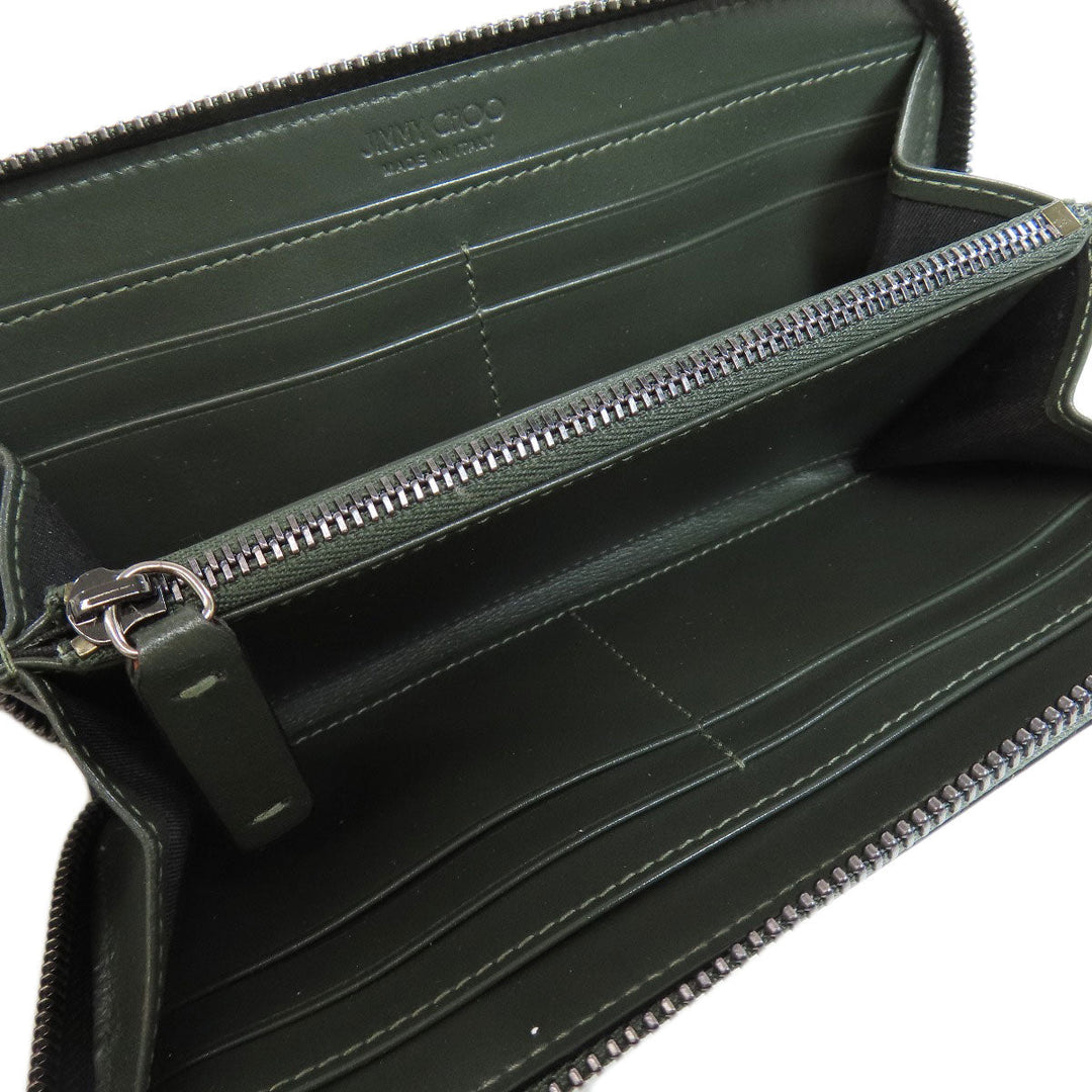 JIMMY CHOO Long Wallet Purse leather green logo mens(Unisex) Used Authentic