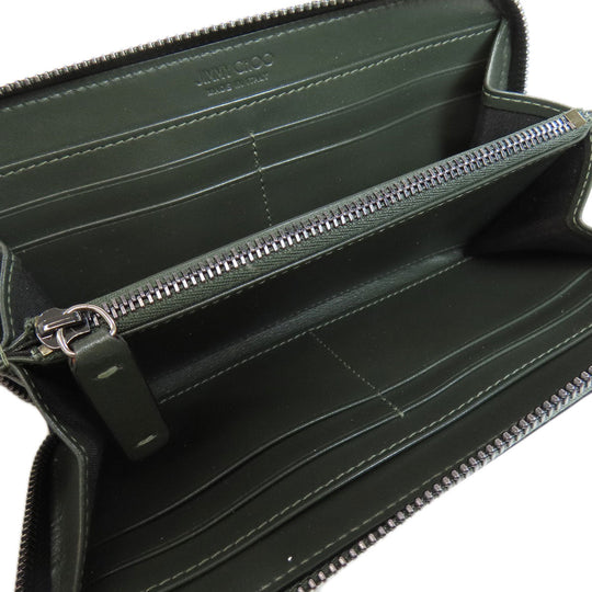 JIMMY CHOO Long Wallet Purse leather green logo mens(Unisex) Used Authentic